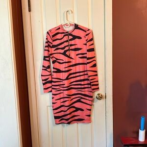 Pink and Black Long Sleeve Dress